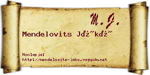 Mendelovits Jákó névjegykártya